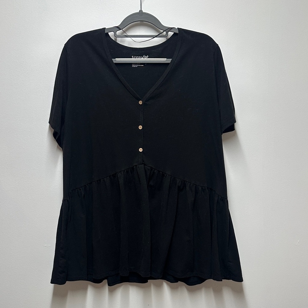 Torrid Black V-Neck Peplum Blouse